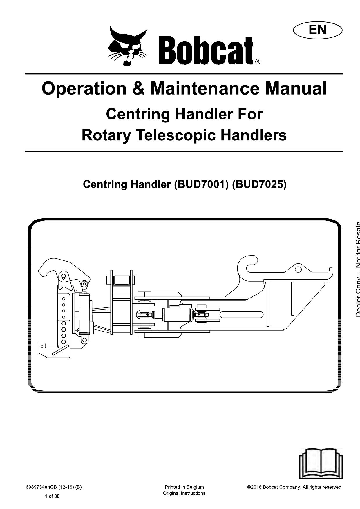 Centring Handler Operation & Maintenance Manual Bobcat